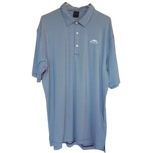 Pohl Cat Dunning Golf Polo Mens XXL Blue and White Stripe Comfort Stretch Fabric
